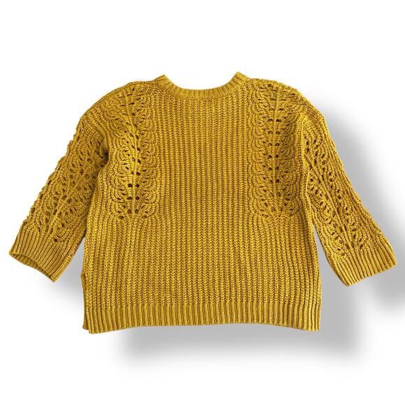 Anthropologie Pilcro Yellow Devenne Pointelle Knit Oversized Sweater Size Small